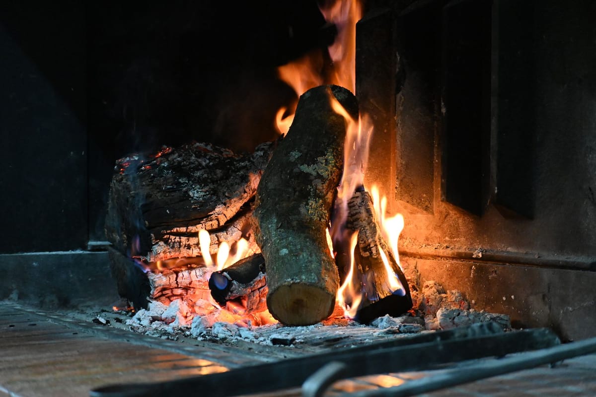 A warm, well-tended open fire